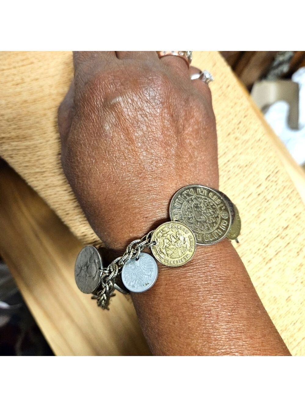 Vintage 70s Coro Coin Charm Bracelet
